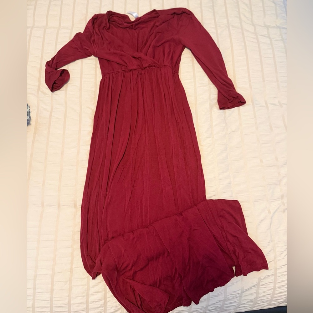 Burgundy Maternity Maxi Dress